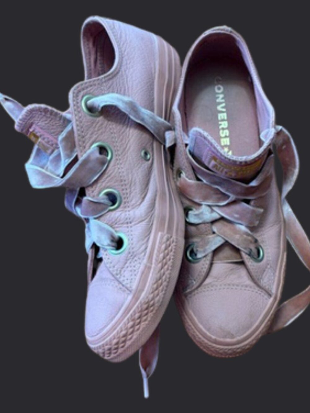 Balletcore Romantic Rose Leather Velvet Ribbon Laces Converse Low Top  Size 9W